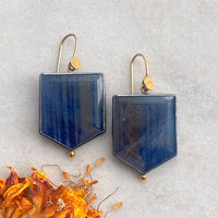 Blue Sheen Sapphire Earrings